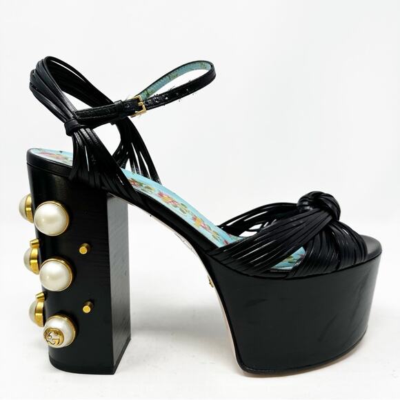Gucci Allie Pearl Knot Platform Sandals Size 36.5 - Picture 6 of 12